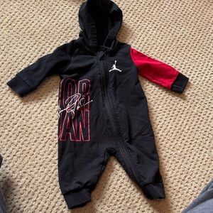 Jordan Kids One Piece - Black with Red Sleeve